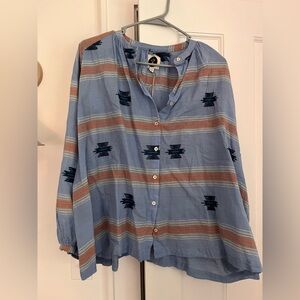 $385 NWT BSBEE Kitty Print Button Down Western Khadi Cotton Oversized XS